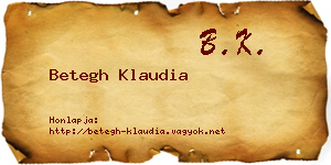Betegh Klaudia névjegykártya